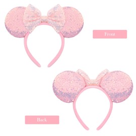 1 Pcs Mouse Ears Headbands with Bow for Birthday Party, Hair Hoop Party Decoration Cosplay Costume Hair Accessories for Women