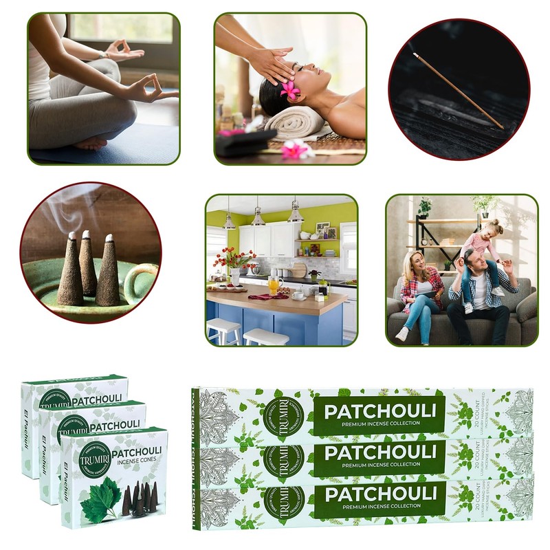 Patchouli Incense Sticks & Incense Cones Combo Pack - 60