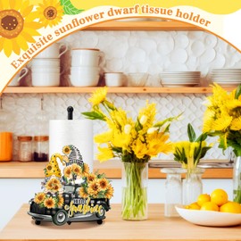 Shellwei Summer Spring Sunflower Paper Towel Holder Floral Kitchen Decor Flower Paper Holder Stand Home Decorations Tissue Holder Farmhouse Towel Stand for Countertop