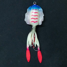 Js'outdoors Fishing Lure Octopus for Saltwater, Soft Artificial Rigged Squid Jig Trolling Lures with UV Glow Sea Offshore, 15cm Length Swimbait Vivid 3D Eye (A)