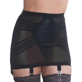 Open Bottom Girdle Firm Control | XS–8X | Made in USA | Waist, Hip & Tummy Shaper | Six Garters | Style 1359 | Black XL/32