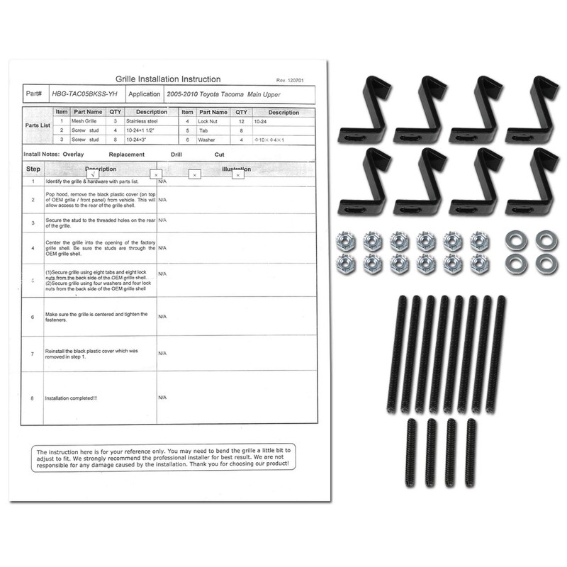 Spec-D Tuning Rivet Mesh Black Upper Main Grille Inserts Compatible