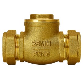 Kudos-Trading 28mm Full Bore Water Swing Check Valve Brass Non-Return Valve for Plumbing Heating & Irrigation Systems High Flow BSP Compression Fittings Corrosion Resistant Durable Design for Hot & Co