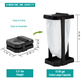 Hilovate Collapsible Trash Can & Portable Garbage Bin with Reinforced Frame, 2 Ground Stakes, Trash Bag Holder – Includes Storage & 20 Bags for Camping, RVs, Outdoors, Home