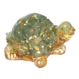 KYEYGWO Crystal Resin Turtle Figurine, Animal Feng Shui Sculpture Amulet for Good Luck, Green Aventurine