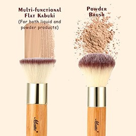 Matto Bamboo Set de pinceles de maquillaje Kabuki, 2 Piezas, pincel de maquillaje para base y polvo para BB Cream mineral