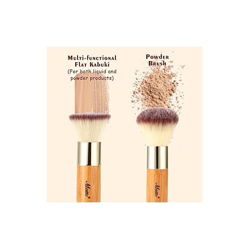 Matto Bamboo Set de pinceles de maquillaje Kabuki, 2 Piezas,