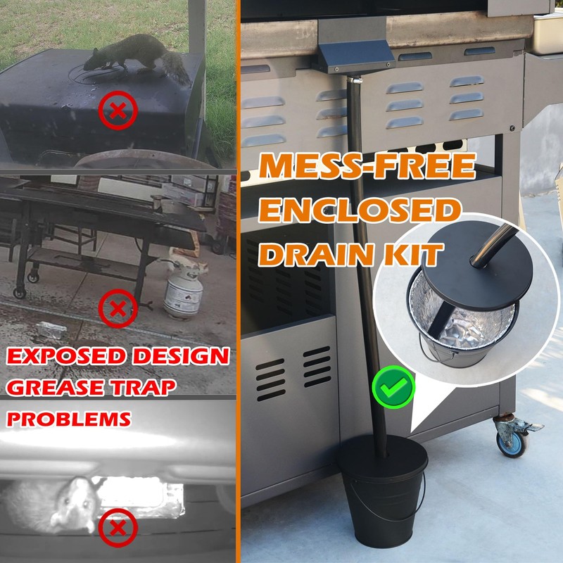 Rear Grease Drainage System for Blackstone Griddle 36" 28" 22"