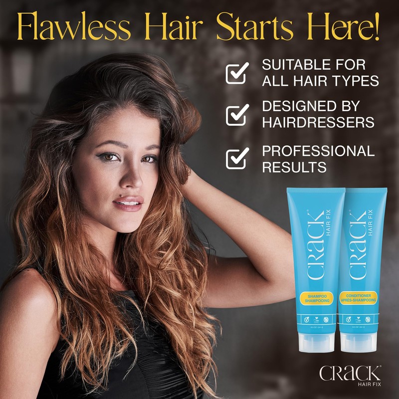 CRACK HAIR FIX Shampoo and Conditioner Set, 8.5 oz Each