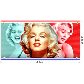 Globalnice Marilyn Monroe Flag 2x4 Feet Banner Wall Art Tapestry with Brass Grommets for College Dorm Living Room Outdoor Indoor Parties Decor
