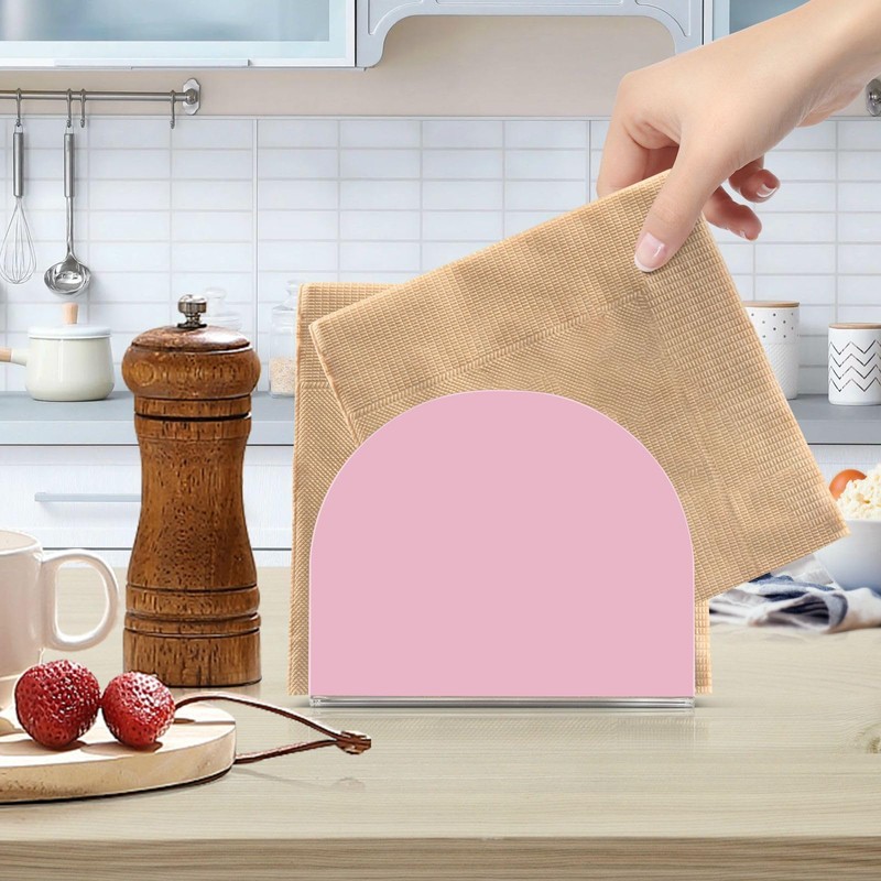YETTASBIN Pink Napkin Holder for Table, Acrylic Upright Non Slip