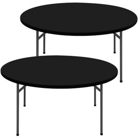 Moosfor Round Spandex Tablecloth 2 Pack, Elastic Fitted Waterproof Tablecloths for 45"-56" Tables, Stretch Washable Picnic Table Cover for Camping, Dining, Indoor and Outdoor, Black