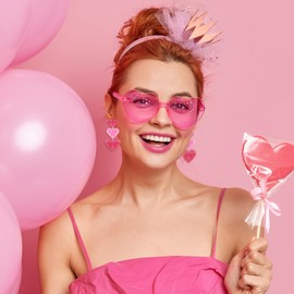 Valentine Earrings for Women Pink Heart Earrings Valentines Day Gifts for Her Valentines Dress Shirts Outfits Accessories Pink Stuff