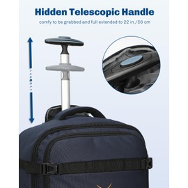 Hynes Eagle Rolling Backpack 42L Backpack with Wheels Airline Approved Carry on Luggage Laptop Travel Suitcase Bag for Women Men Dark Blue