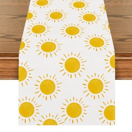 Summer Table Runner First Trip Around The Sun Decorations Here Comes The Son Baby Shower Decor Yellow Sunshine Sun Table cover Summer Decorations for Home Party