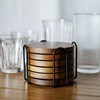 Acacia Wood Coasters for Drinks with Holder Set of 6,