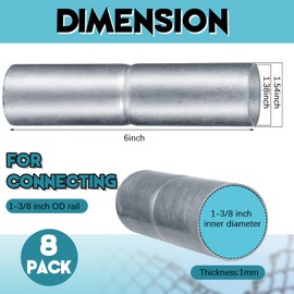 Tandefio 8 PCS Top Rail Sleeve Galvanized Steel Chain Link Fence Top Rail Sleeve for Rail/Pipe (1-3/8" x 6")
