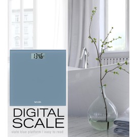 Taylor Digital Glass Bathroom Scale for Body Weight, Accurate High Precision and Durable Platform, Digital Weighing Machine for People, Easy-to-Read Display, 350 lb Capacity, Slate Blue