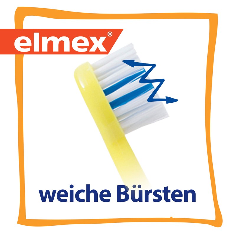 elmex Lern-Zahnbürste, weich, 6 Stück - Zahnbürste für Kinder von
