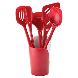 Hutzler Melamine Cooking Utensils and Crock Set, 6-pc, Red