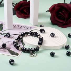 FASHEWELRY 100Pcs Acrylic Round Billiards Beads Black Chunky Bubblegum Ball Beads Round with Number 8 Beads for DIY Home Party Decor Crafts Making, Hole: 4mm