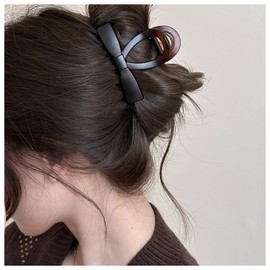 Hair Clip, Hair Claw Ribbon, Small, Lightweight, Stylish, Cute, Hair Accessory, Adult, Stays Secure, Women's, Red Brown