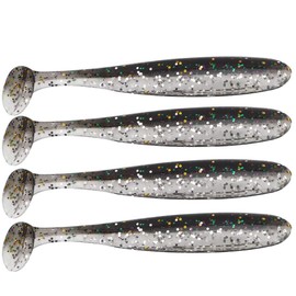 20 PCS Fishing Soft Lure 7.5cm/2g Plastic T Tail Bait Artificial Worm Swimbait for Bass Trout Walleye Fishing Accessory(Black)