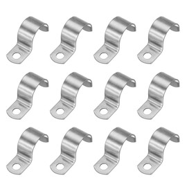 PATIKIL 1" (25mm) Rigid Pipe Strap, 12 Pcs 304 Stainless Steel Conduit Clamp 1 Hole Thicken U Bracket Pipe Clamp Tube Strap for Pipe Cable Wire Fixing