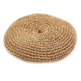 Meyaus Women Summer Straw Woven Sunhat Classic French Style Beret Artist Painter Sun Hat Cap Khaki
