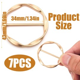 7 Pieces Metal T-Shirt Clip, Women's Clothing Corner Buckle, Dress Hat Belt Scarf Decorative Clip, 7 Colours, Scarf Ring Clip, Round Buckle, Women's Belt Buckle, multicoloured