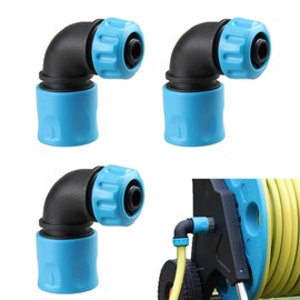 3 Pack 90 Degree Hose Elbow Connector - 1/2 Inch ABS PP TPR Plastic Garden Irrigation Fitting - Compatible with Gardena System, Car Wash & Watering Pipes (Blue)
