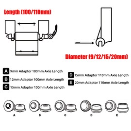 ROCKBROS Suction Cup Bike Rack Adapter 9/12/15/20mm Diameter 100/110mm Axle Length for Car Roof Top Sucker Bike Rack Diameter 9mm Adaptor 100mm Axle Length