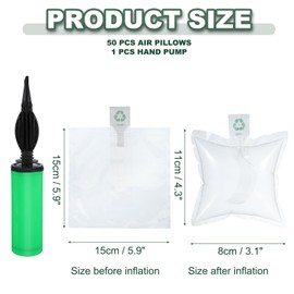 MECCANIXITY 5.9 x 5.9inch Air Pillows for Shipping, 50 Pack Inflatable Air Packaging Bags Air Cushions Buffer Bags Void Fill Cushioning with Hand Pump for Shipping and Packaging Clear
