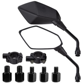CICMOD Motorcycle Mirrors Rear View Side Mirror for Scooter, ATV, Dirt Bike, Cruiser, Snowmobile, with M8 M10 Threaded Bolts, 7/8" Handlebar Mirror Mount