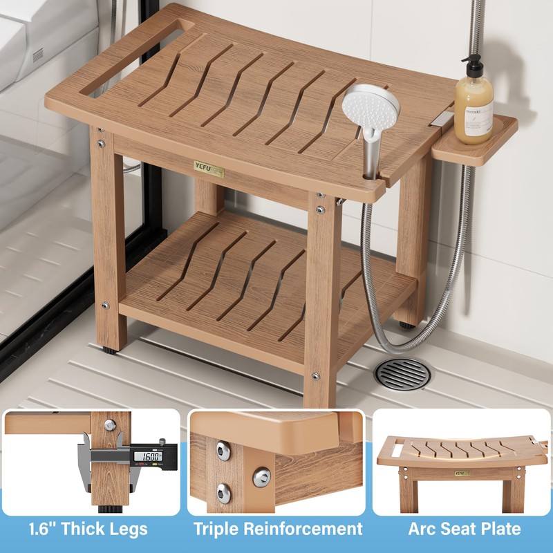 YEFU Shower Chair for Inside Shower: 21" Oversized Non-Slip Waterproof