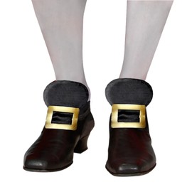 MIMIKRY Metal Shoe Buckles with Faux Leather Strap Gold/Black Edelmann Edelfrau Vampire Pirate Baroque