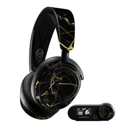 MightySkins Glossy Glitter Skin Compatible with SteelSeries Arctis Nova Pro - Black Gold Marble | Protective, Durable High-Gloss Glitter Finish | Easy to Apply and Change Styles | Made in The USA