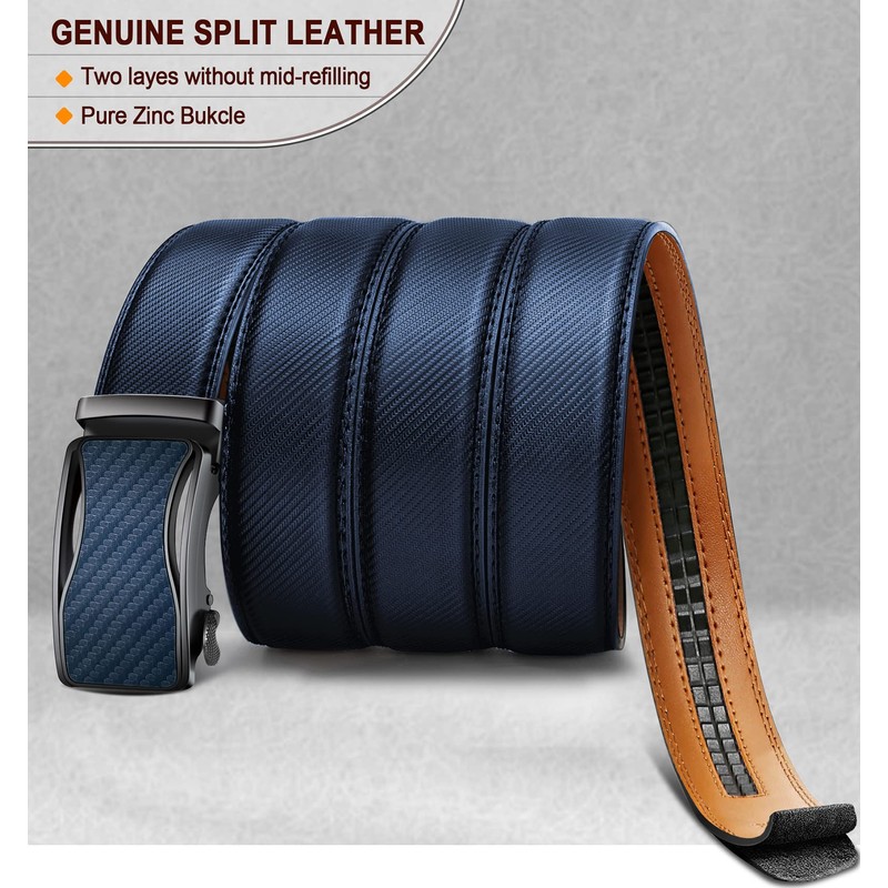 KEMISANT Men's Belt, Leather Belt Ratchet Automatic Buckle for Men