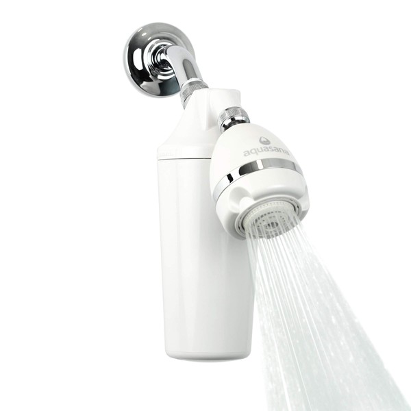 Aquasana Shower Water Filter System Max Flow Rate w/ Adjustable Shower Head - Filters Over 90% Of Chlorine - Carbon & KDF Filtration Media - Soften Skin and Hair from Hard Water - AQ-4100