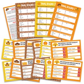 Fall Thanksgiving Family Feud Game for Adults, Friendly Feud Quiz, 12 Question Cards & 3 Final Round Cards, Thanksgiving Party Games for Family Game Night Fun Trivia Quiz for Office Class Groups, 02