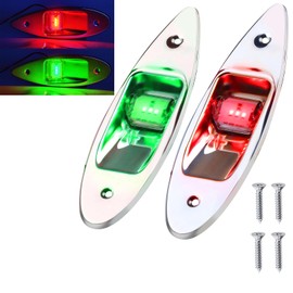 Lumanious Boat Navigation Lights, 12V Stainless Steel Marine Navigation Lights, Waterproof Red & Green LED Marine Boat Yacht Sailing Signal Warning Light