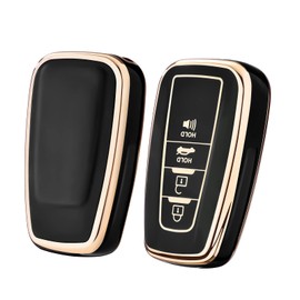 OATSBASF Car Key Case for Toyota, 4 Button Key Case for Toyota Avalon, Corolla, RAV4, Camry, C-HR, Prius Prime, 86 GT, Highlander Key Box Cover (4-Button Black)