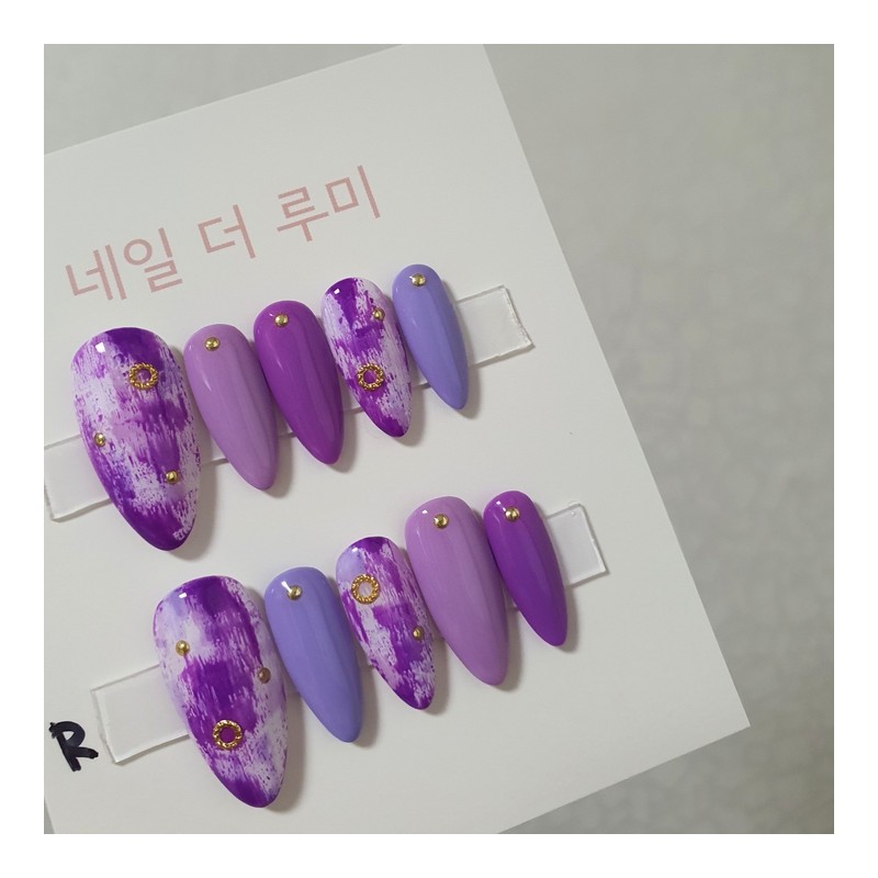 Paint brush nails Handmade nail tips - Stiletto / 페인트브러쉬네일