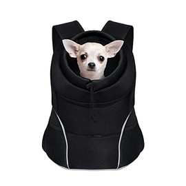 YUDODO Dog Carrier Backpack Pet Dog Carrier Front Pack Breathable Head Out Reflective Safe Doggie Carrier Backpack for Small Dogs Cats Rabbits(M(5-10lbs),Pure Black)