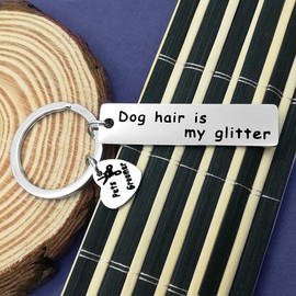 Hair is My Glitter Keyring Gift for Pet Groomer Pet Lovers Jewelry Dog Mom Keychain Dog Thank You Gift for Pet Groomer Funny Cute Puppy Keychain,Stainless Steel