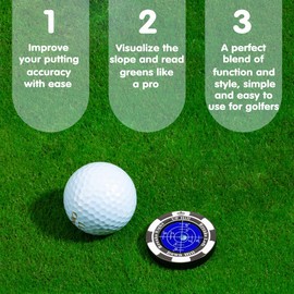 SlopeMaster ProGreen Reader - Golf Ball Marker with High Precision Green Reading Aid Golf Accessories for Men Women (Black&DarkBlue)