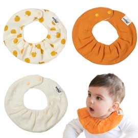 BABATÉ Kids - Pack Sabberlätzchen baby, Musselin Halstuch baby, Dreieckstuch baby, Musselin Lätzchen baby, Baumwolle Halstücher baby, Sabberlatz baby, Babylätzchen für Neugeborene (Orange Pack)