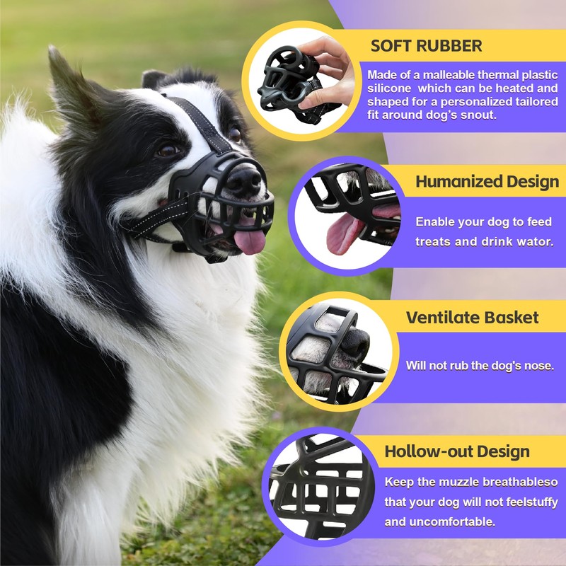 Dog Muzzle，Anti Biting and Stop Chewing，Drinking and Breath Free， Soft