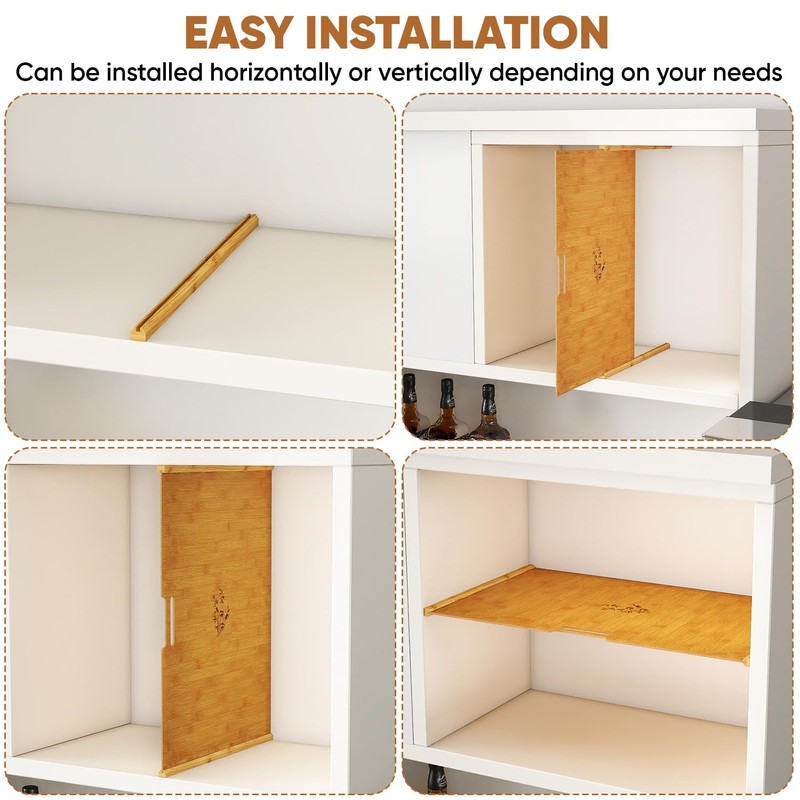Tcatec 6 Set Wooden Tray Dividers for Cabinets, Kitchen Cookie