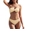 ZAFUL Women's Strapless Twist Bandeau Bikini 2 Piece Swimwear Cheeky